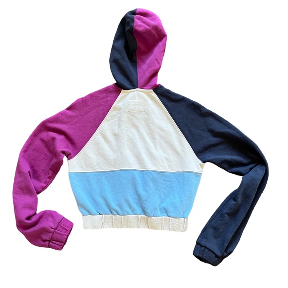 L*Space Colorblock Cropped "Don't Sweat It"  Zip Up Hoodie Jacket, Size XS - Picture 3 of 7